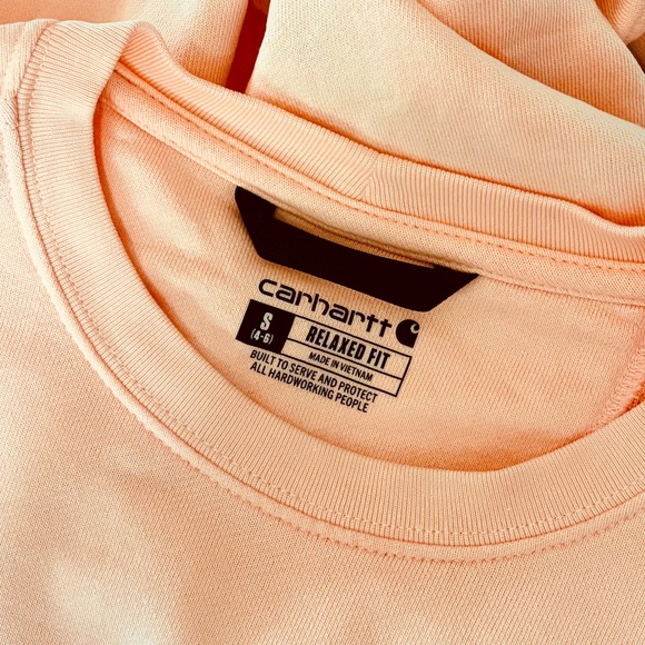 CARHARTT Relaxed Fit Sweatshirt Solid Light Peach Pink Pullover Crewneck Small - Picture 9 of 11